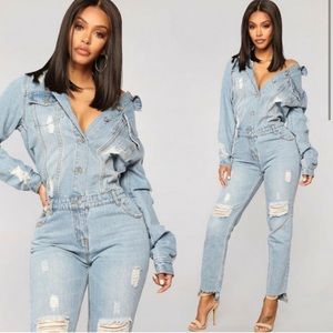 Fashion Nova High Jump Denim Jumpsuit